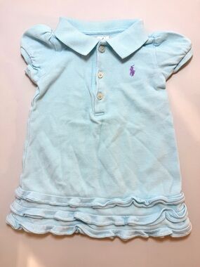 Ralph Lauren Infant Baby Girl Ruffle Polo Dress Blue 6M
